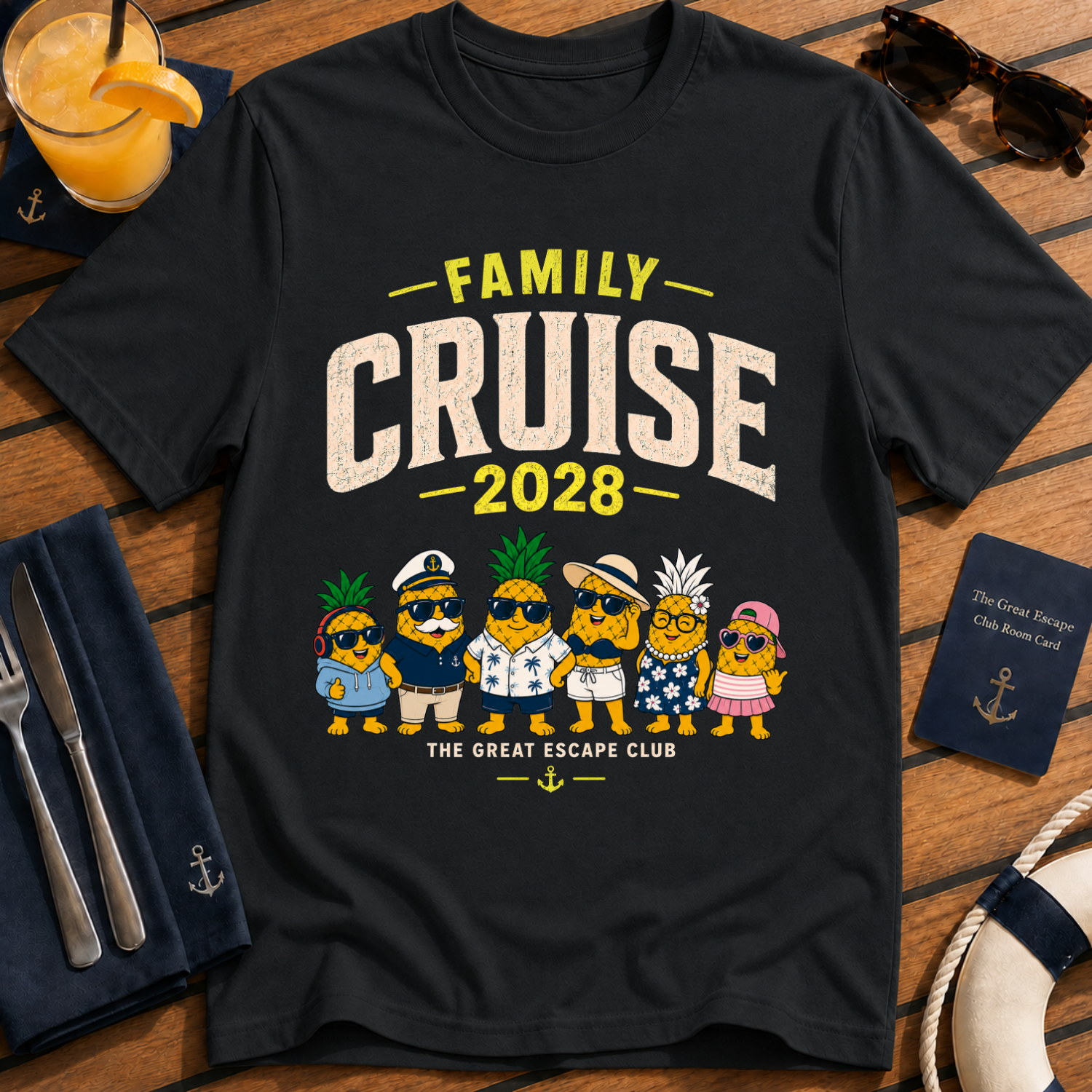 Family Cruise 2028 matching family cruise t-shirt design on Black shirt