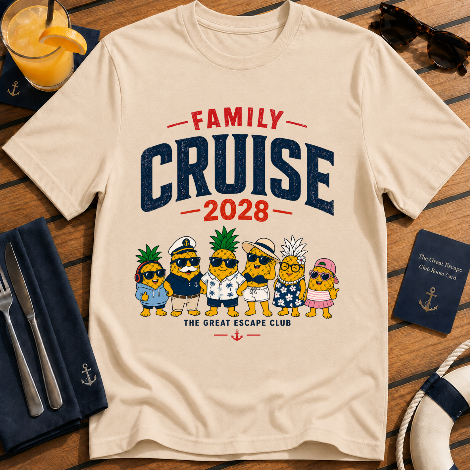 Family Cruise 2028 matching family cruise t-shirt design on Natural shirt