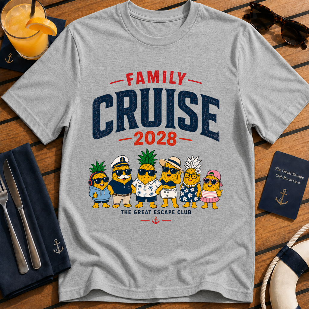 Family Cruise 2028 matching family cruise t-shirt design on Sport Grey shirt