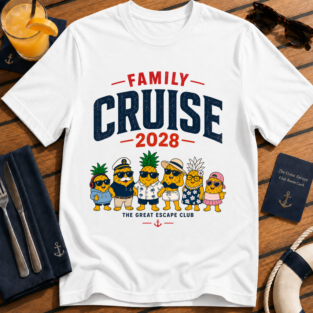 Family Cruise 2028 matching family cruise t-shirt design on White shirt