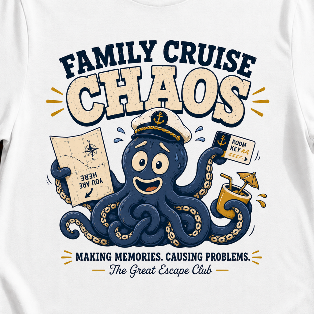 Family Cruise Chaos matching family cruise t-shirt design on White shirt
