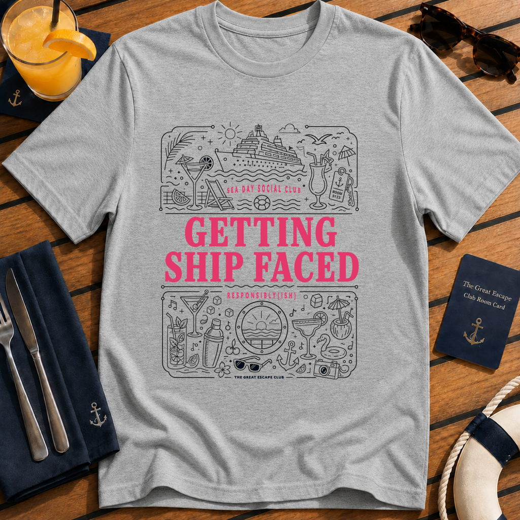 Getting Ship Faced funny cruise drinking t-shirt design on Sport Grey shirt