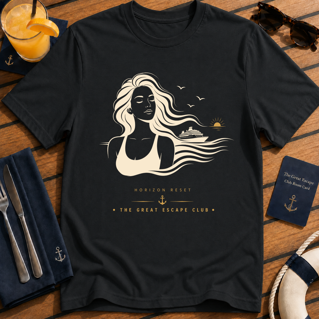 Horizon Reset calm cruise t-shirt design on Black shirt