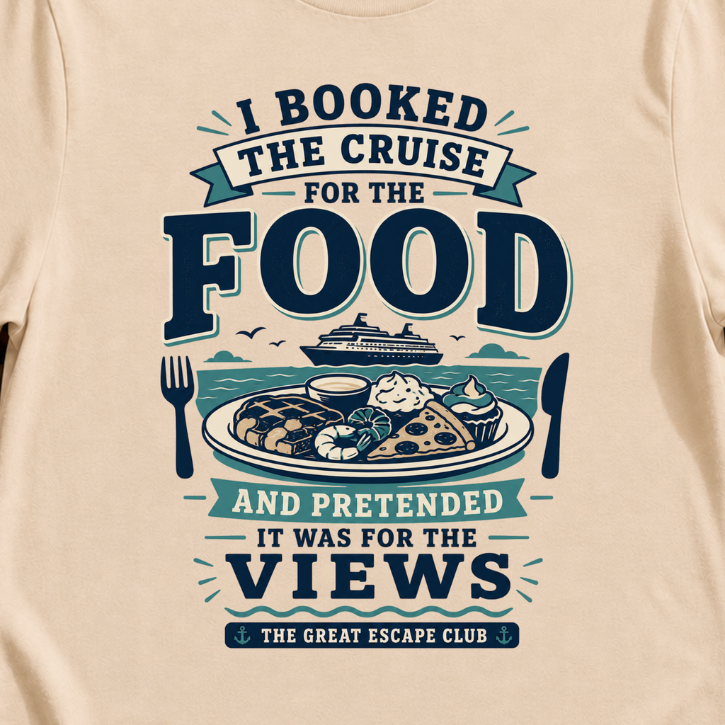 I Booked the Cruise for the Food funny cruise buffet t-shirt design on Natural shirt