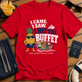 I Came I Saw I Hit the Buffet Hank the Pineapple funny cruise buffet red t-shirt by The Great Escape Club