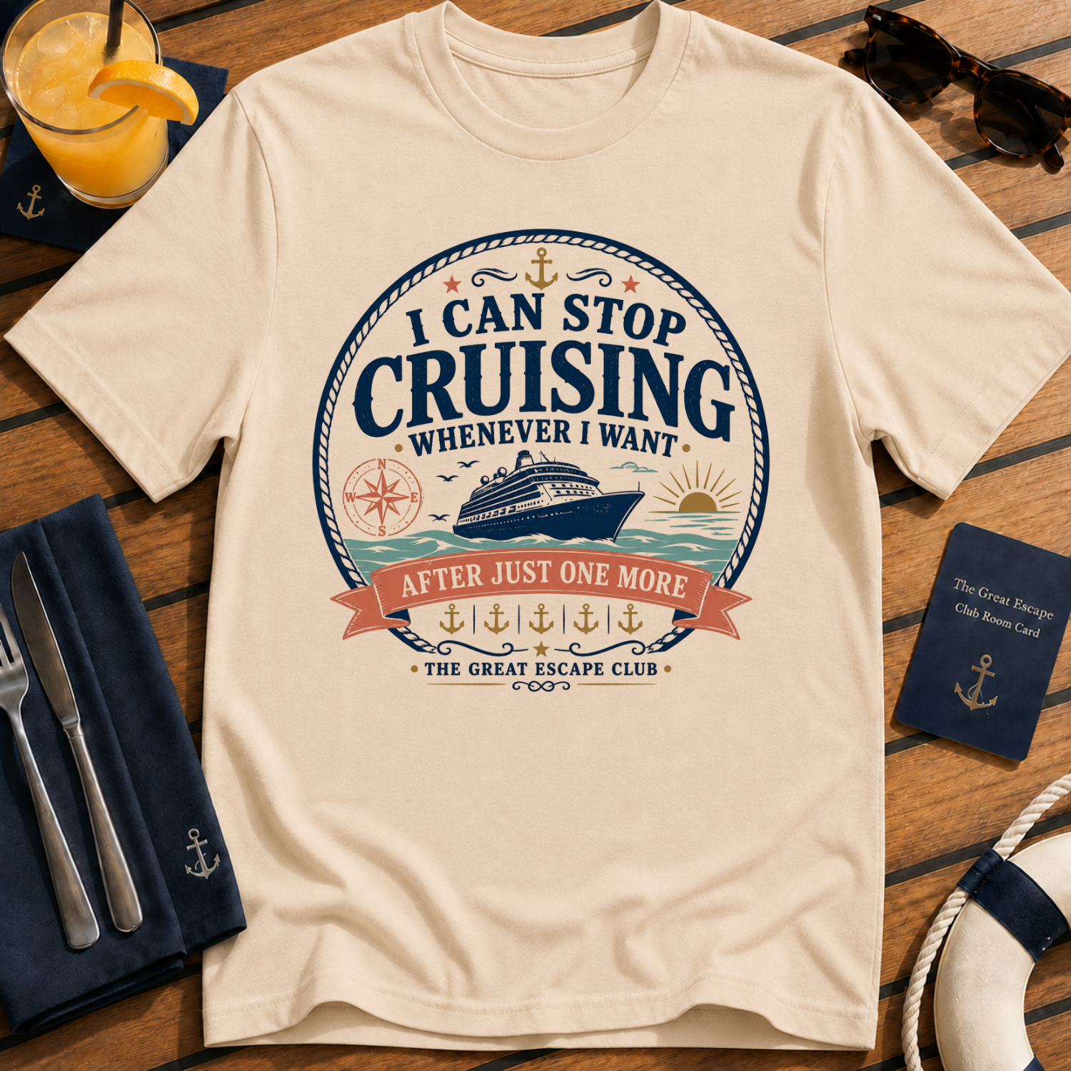 I Can Stop Cruising Whenever I Want funny cruise t-shirt design on Natural shirt