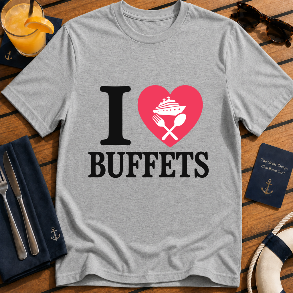 I Love Buffets funny cruise buffet t-shirt design on Sport Grey shirt