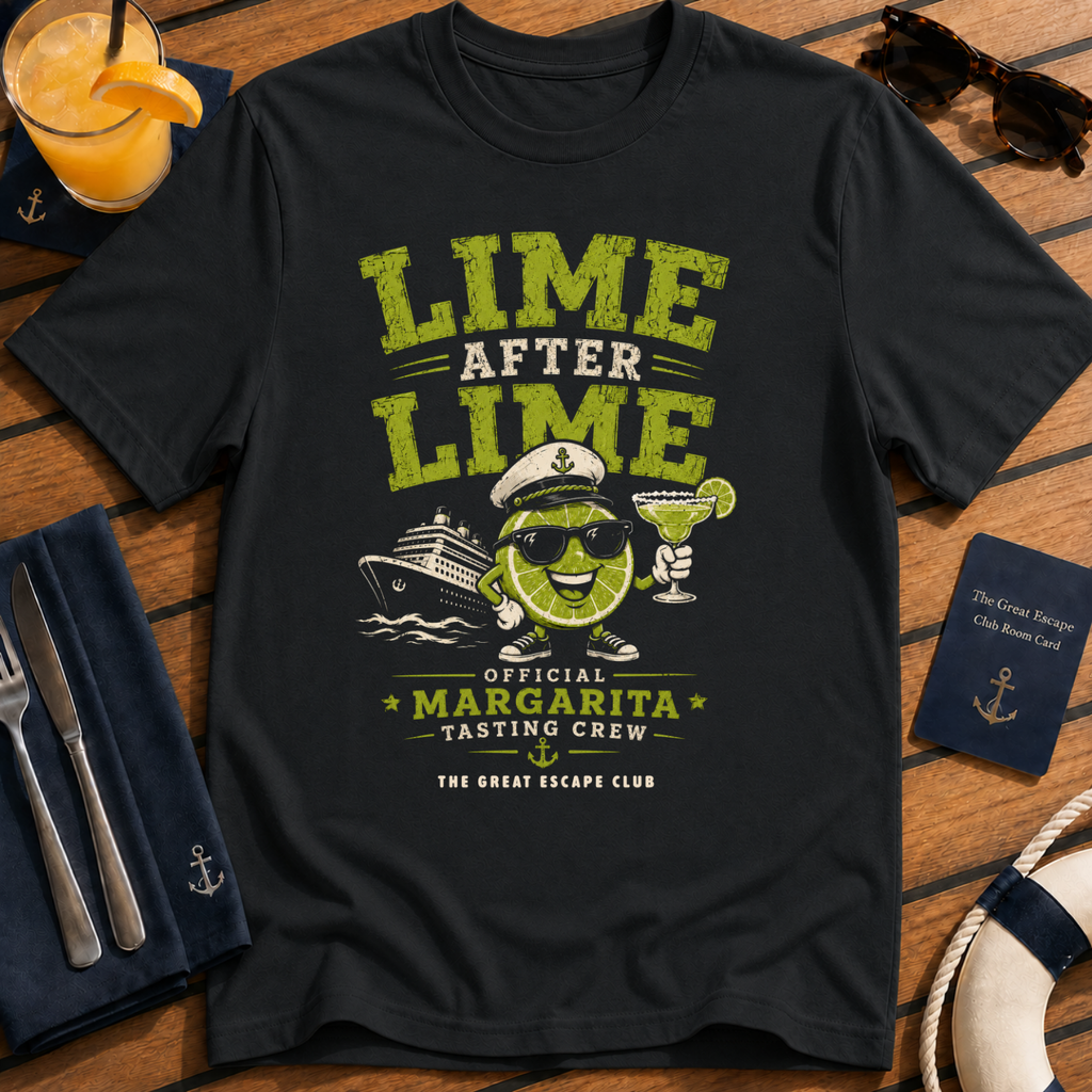 Funny cruise margarita black t-shirt for tequila lovers, sea days and tasting crews. Perfect for cruise vacations, matching groups and holiday cocktails.