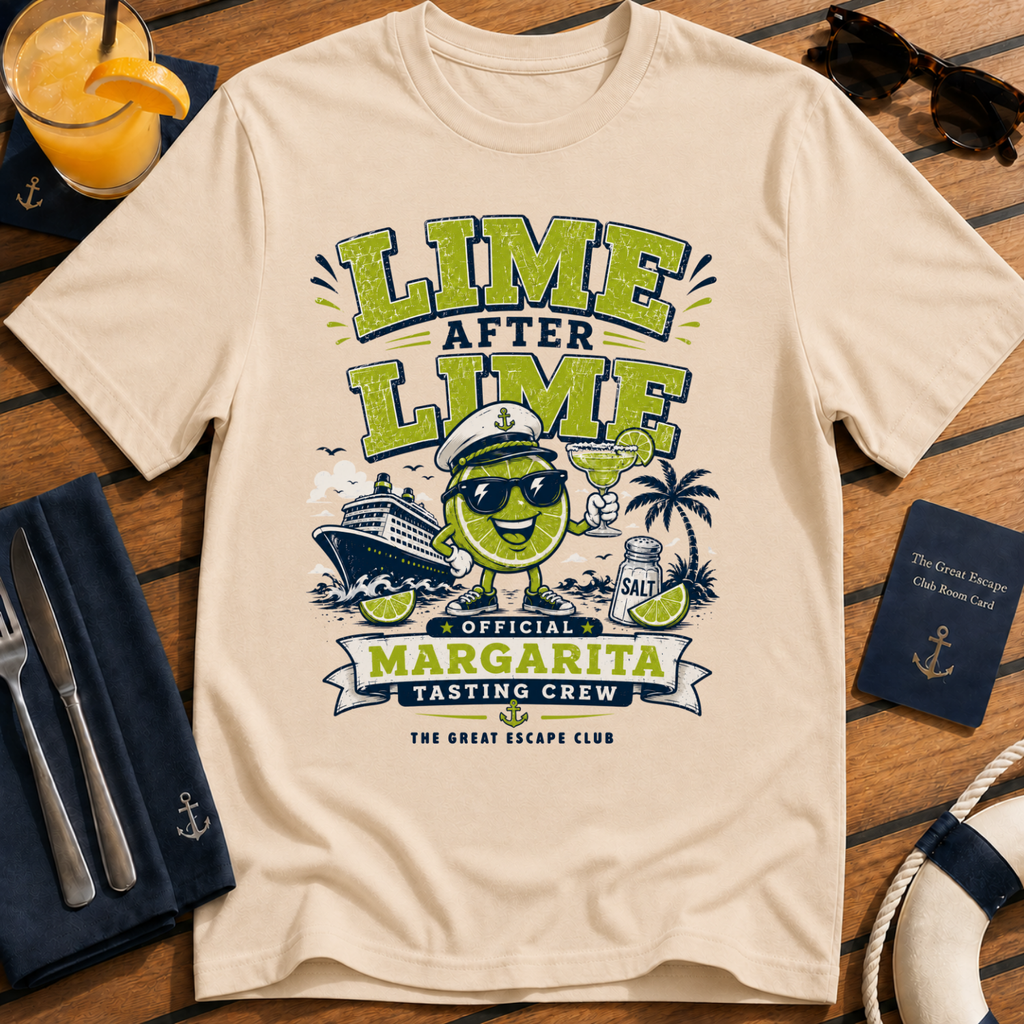Funny cruise margarita natural tan t-shirt for tequila lovers, sea days and tasting crews. Perfect for cruise vacations, matching groups and holiday cocktails.