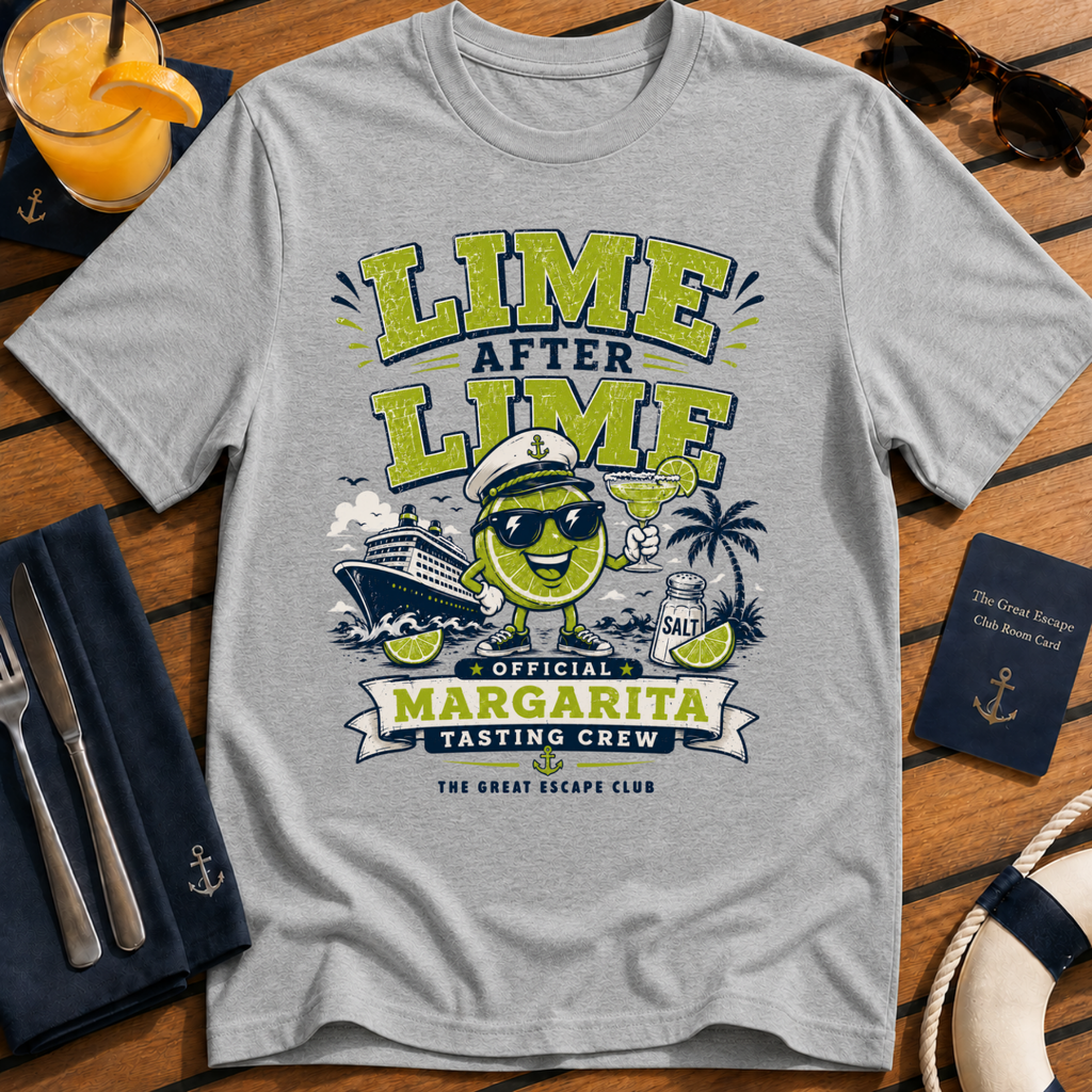 Funny cruise margarita grey t-shirt for tequila lovers, sea days and tasting crews. Perfect for cruise vacations, matching groups and holiday cocktails.