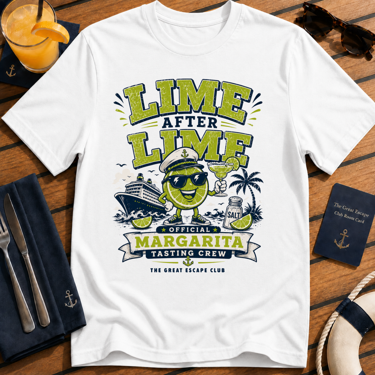 Funny cruise margarita white t-shirt for tequila lovers, sea days and tasting crews. Perfect for cruise vacations, matching groups and holiday cocktails.