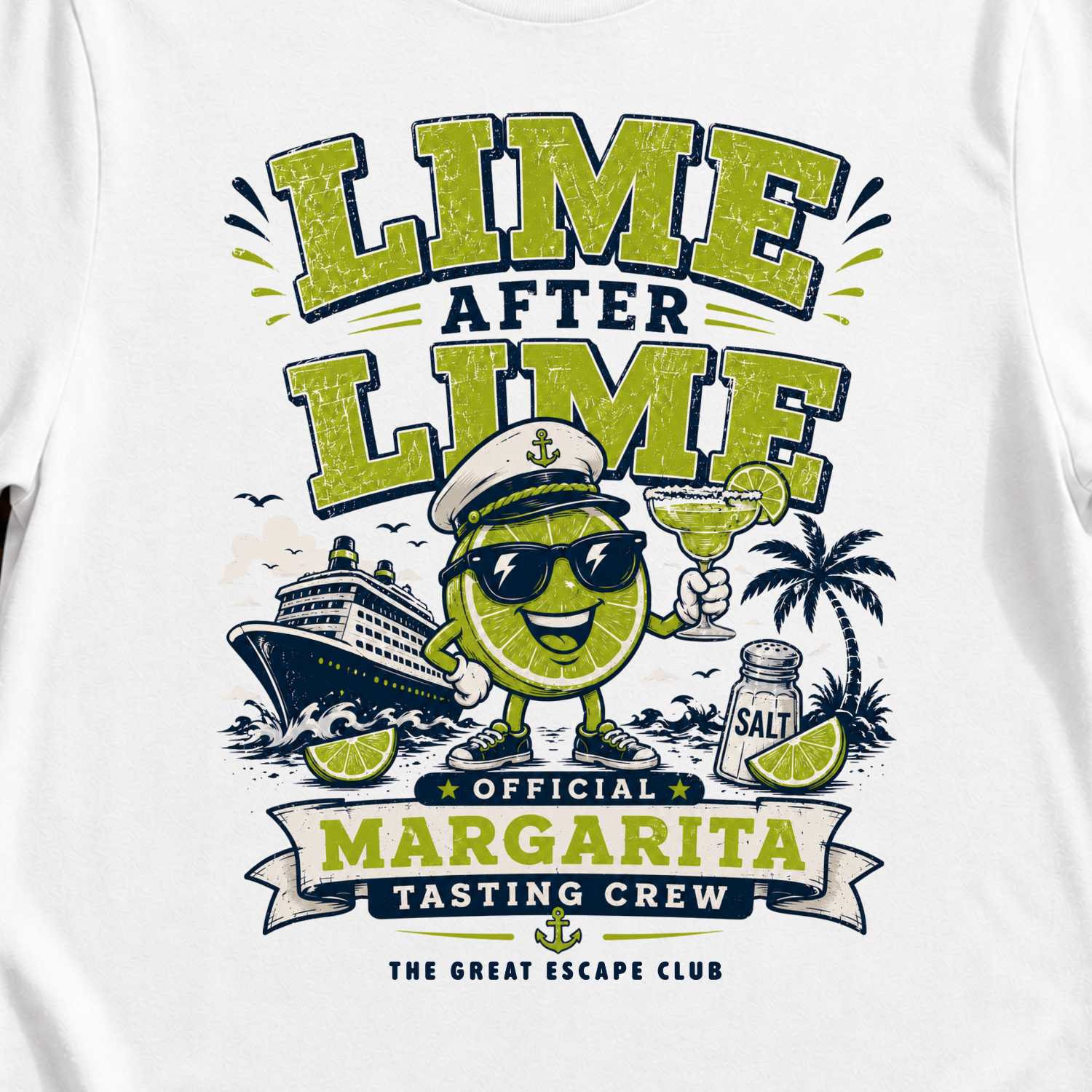 Funny cruise margarita t-shirt for tequila lovers, sea days and tasting crews. Perfect for cruise vacations, matching groups and holiday cocktails.