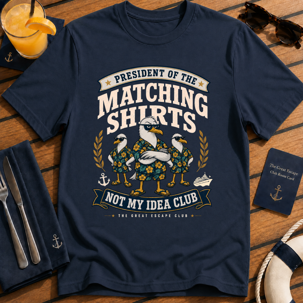 Matching Shirts Were Not My Idea Club matching cruise shirt design on Navy shirt