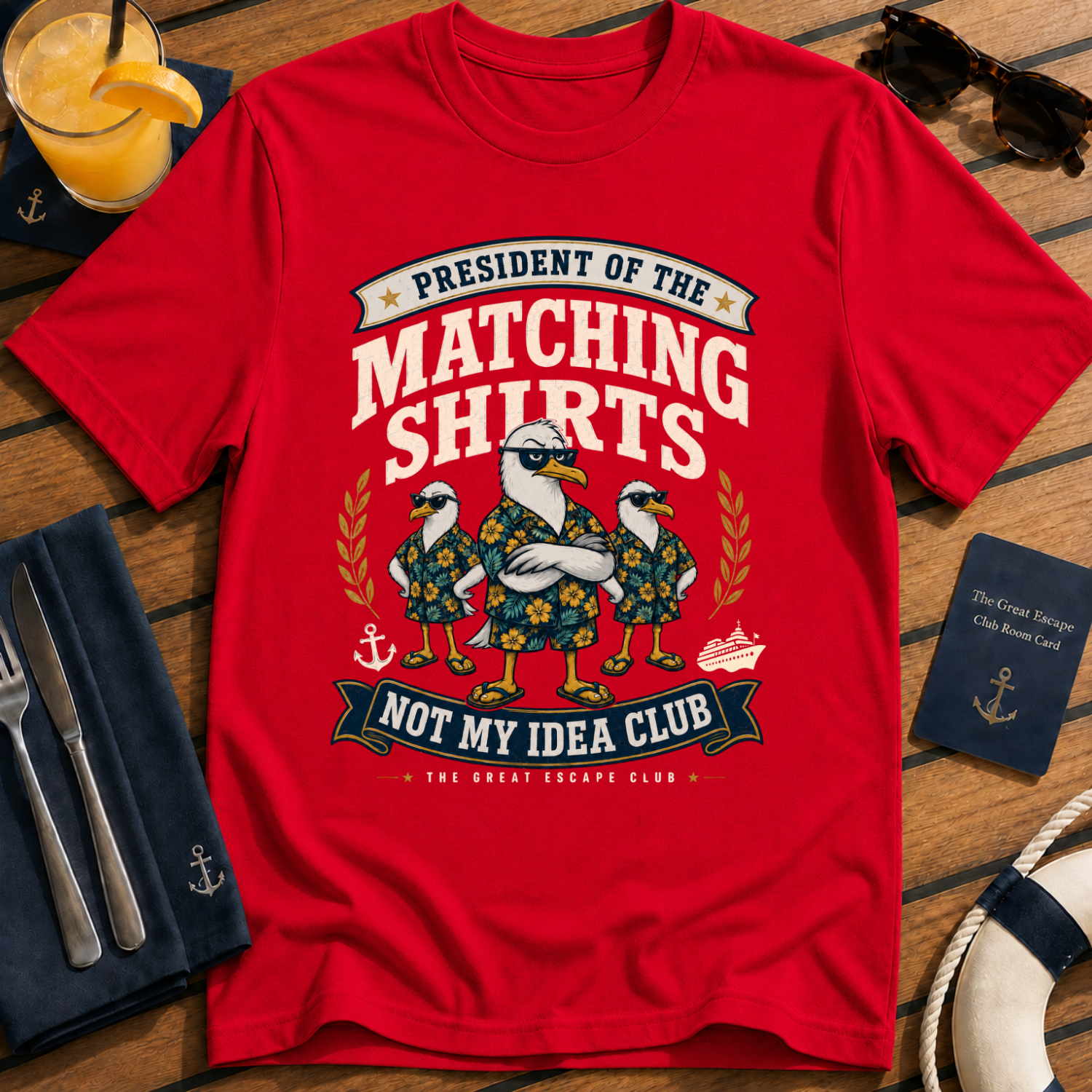 Matching Shirts Were Not My Idea Club matching cruise shirt design on Red shirt