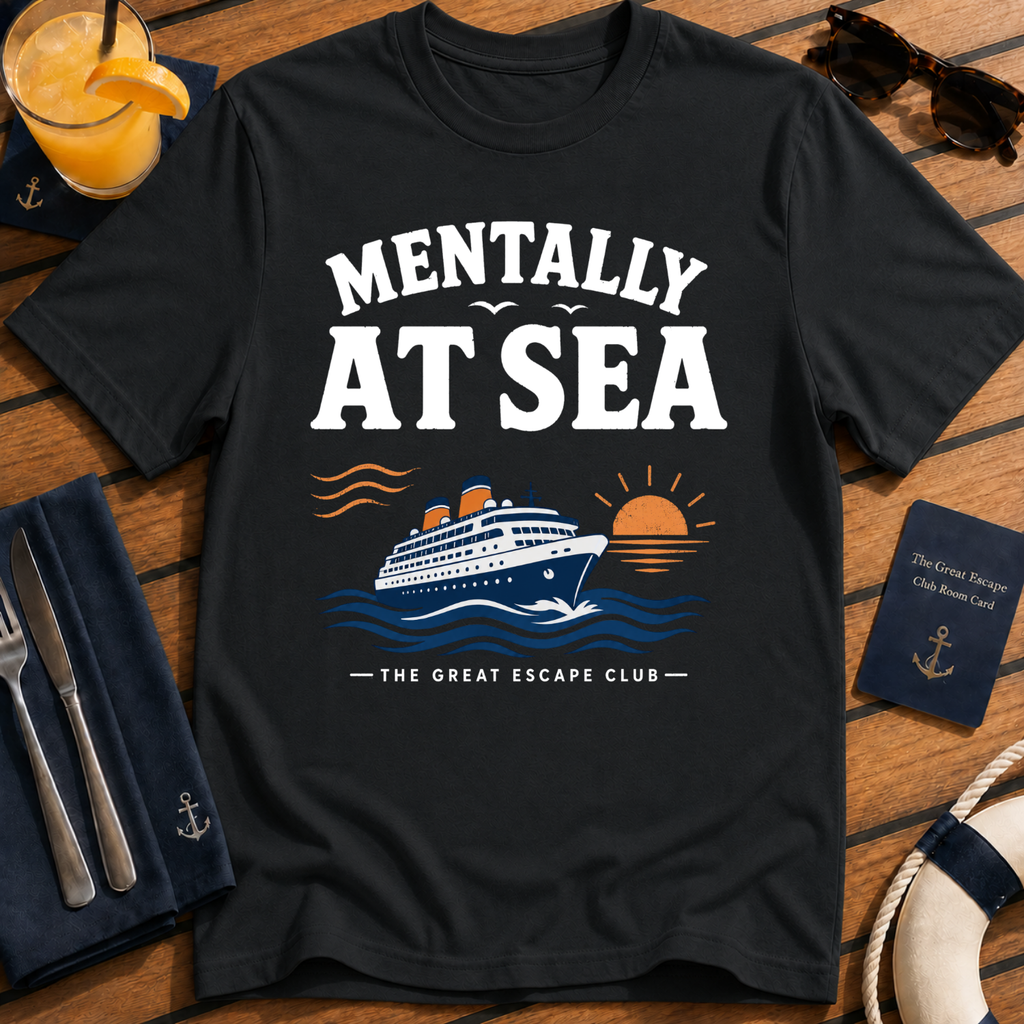 Funny black cruise t-shirt for ocean lovers, sea days and repeat cruisers. Perfect for cruise vacations, matching groups, travel fans and holiday mode.