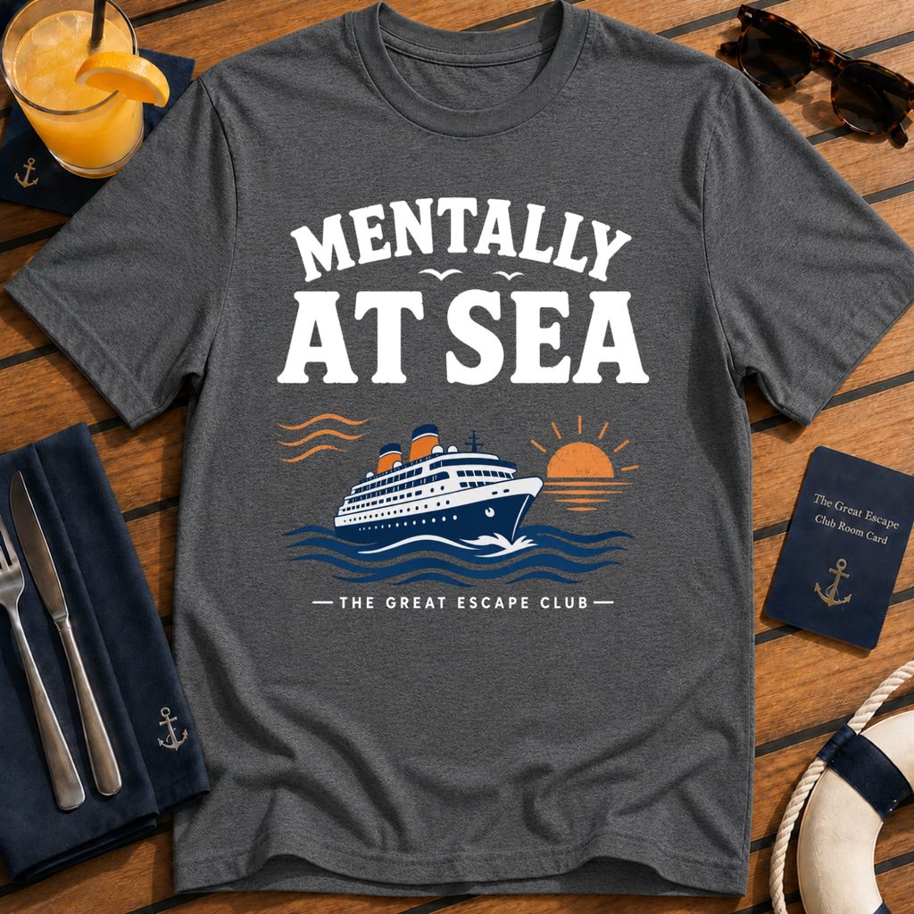 Funny dark heather grey cruise t-shirt for ocean lovers, sea days and repeat cruisers. Perfect for cruise vacations, matching groups, travel fans and holiday mode.