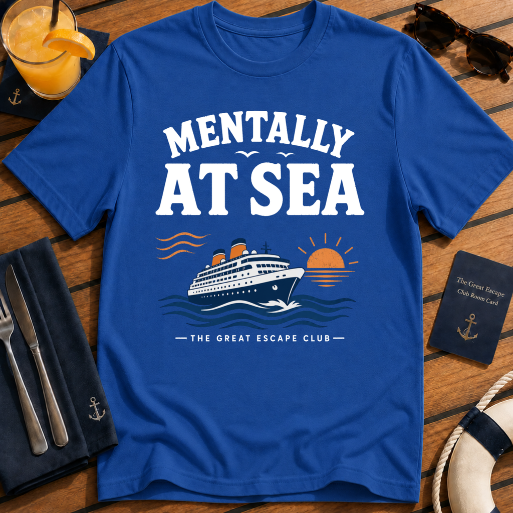 Funny light blue cruise t-shirt for ocean lovers, sea days and repeat cruisers. Perfect for cruise vacations, matching groups, travel fans and holiday mode.