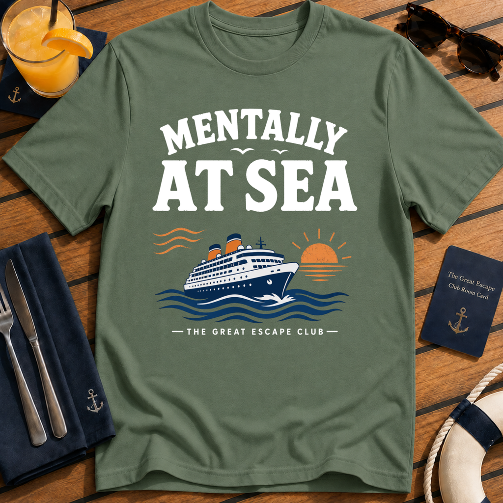 Funny military green cruise t-shirt for ocean lovers, sea days and repeat cruisers. Perfect for cruise vacations, matching groups, travel fans and holiday mode.