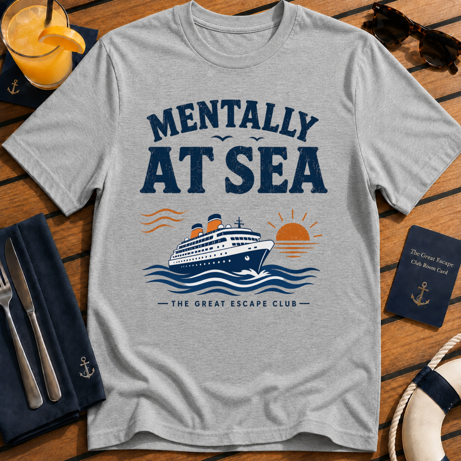 Funny sports grey cruise t-shirt for ocean lovers, sea days and repeat cruisers. Perfect for cruise vacations, matching groups, travel fans and holiday mode.