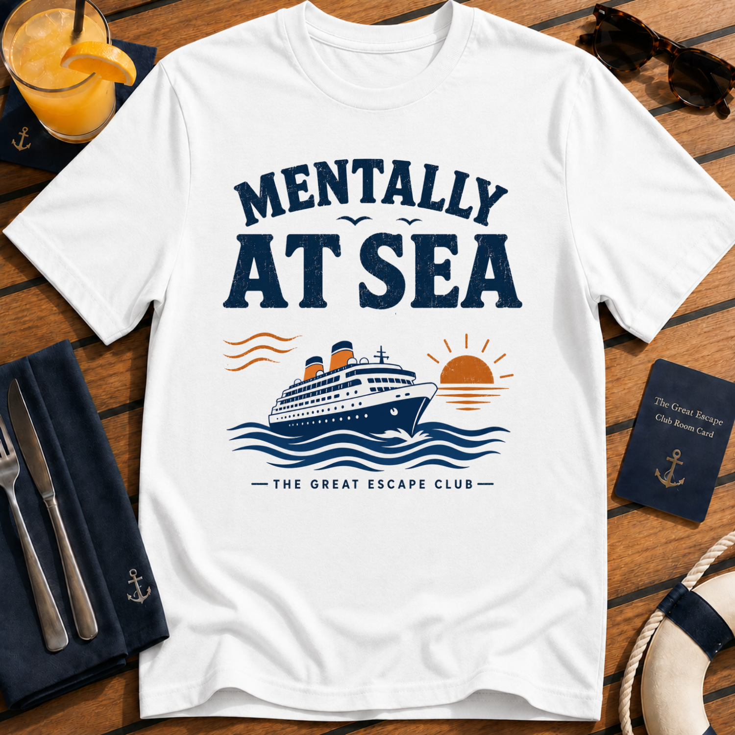 Funny white cruise t-shirt for ocean lovers, sea days and repeat cruisers. Perfect for cruise vacations, matching groups, travel fans and holiday mode.
