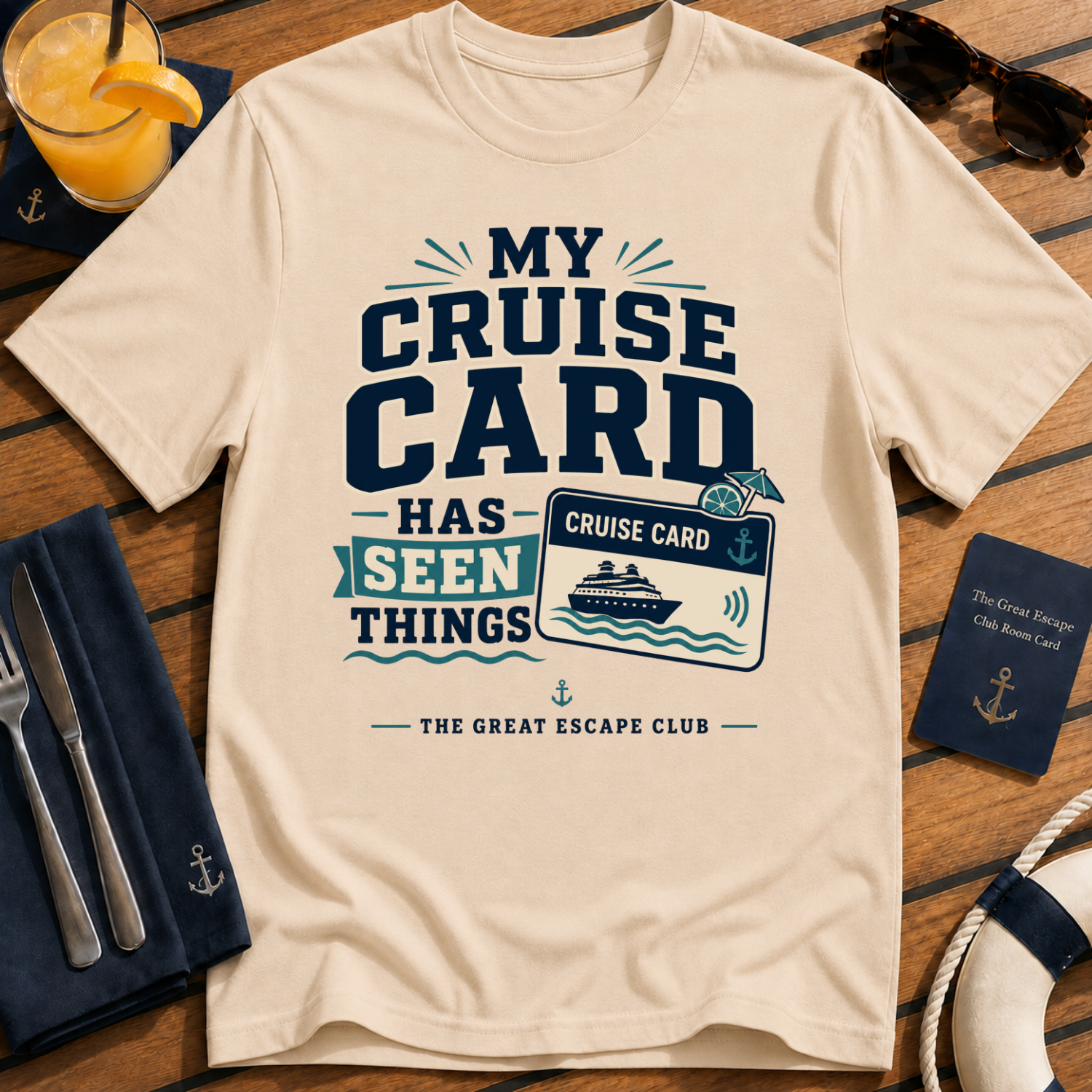 My Cruise Card Has Seen Things funny cruise t-shirt design on Natural shirt