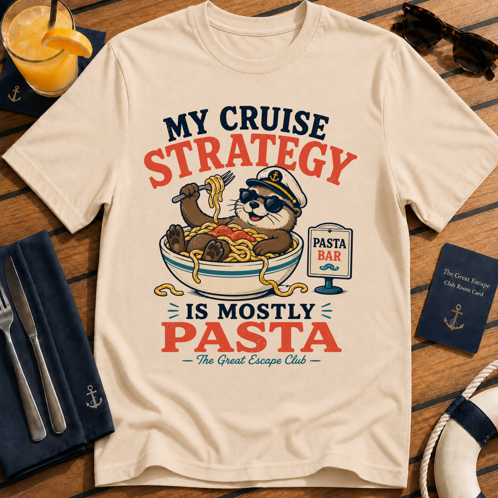 My Cruise Strategy Is Mostly Pasta funny cruise t-shirt design on Natural shirt