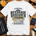 Onboard Research Team funny cruise white t-shirt for matching groups, solo sailors and holiday crews by The Great Escape Club