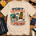 Port Shopping Tips funny cruise shore excursion natural tan t-shirt for port day shopping and souvenir hunters by The Great Escape Club