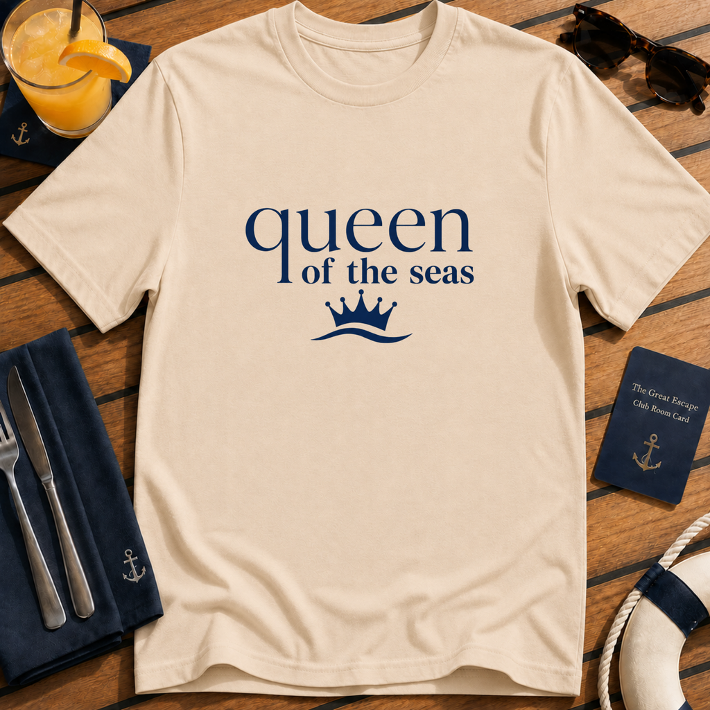 Queen of the Seas elegant cruise queen t-shirt design on Natural shirt