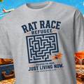 Rat Race Refugee Escaped the Maze unisex T-shirt, funny office escape shirt for burnout survivors, career changers and freedom seekers