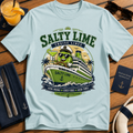 Salty Lime Cruise Lines funny margarita cruise t-shirt design on Light Blue shirt