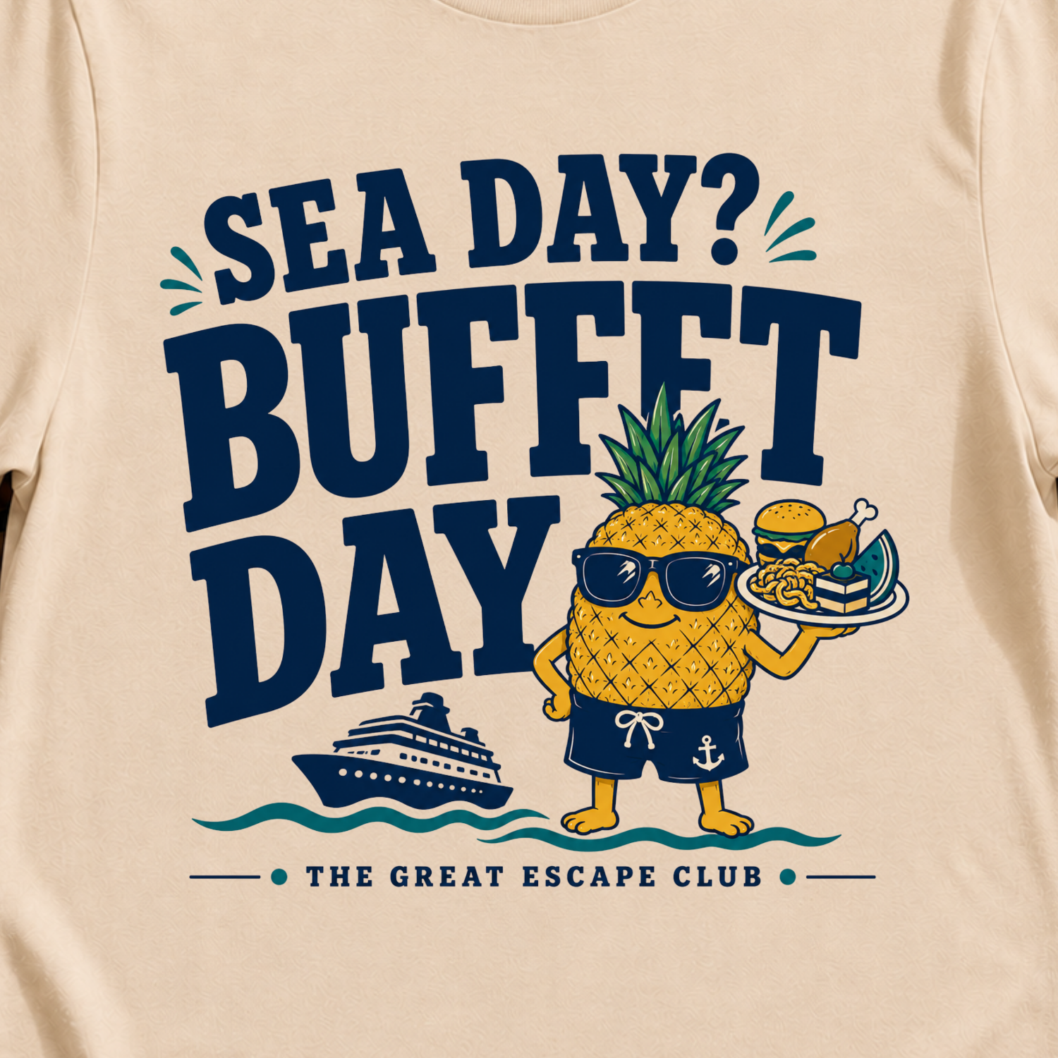 Sea Day? Buffet Day funny cruise buffet t-shirt design on Natural shirt