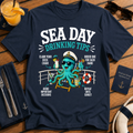Sea Day Drinking Tips funny sea day drinking cruise t-shirt design on Navy shirt