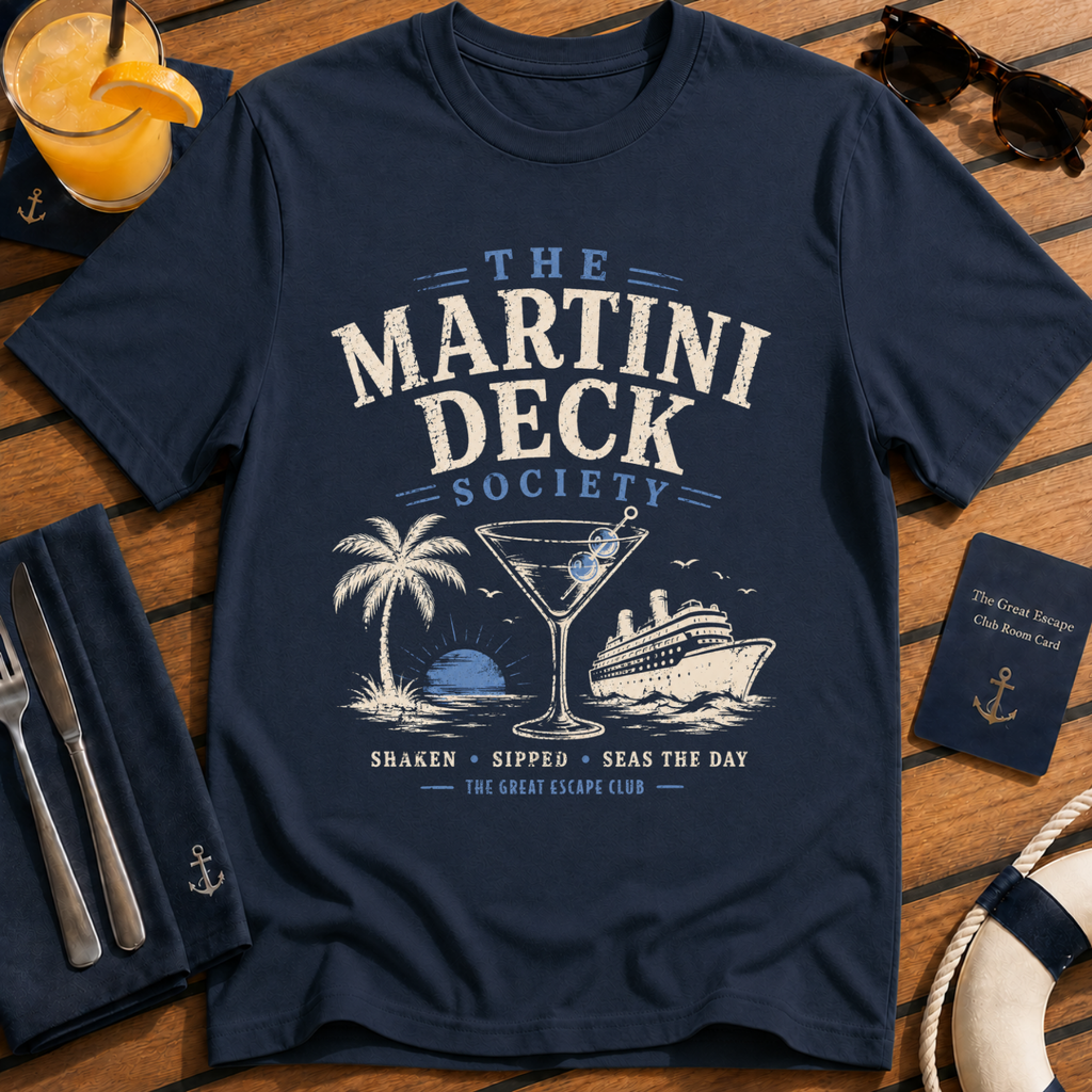 Shore Excursion Drinking Team funny cruise drinking navy t-shirt for port days and matching group holidays by The Great Escape Club