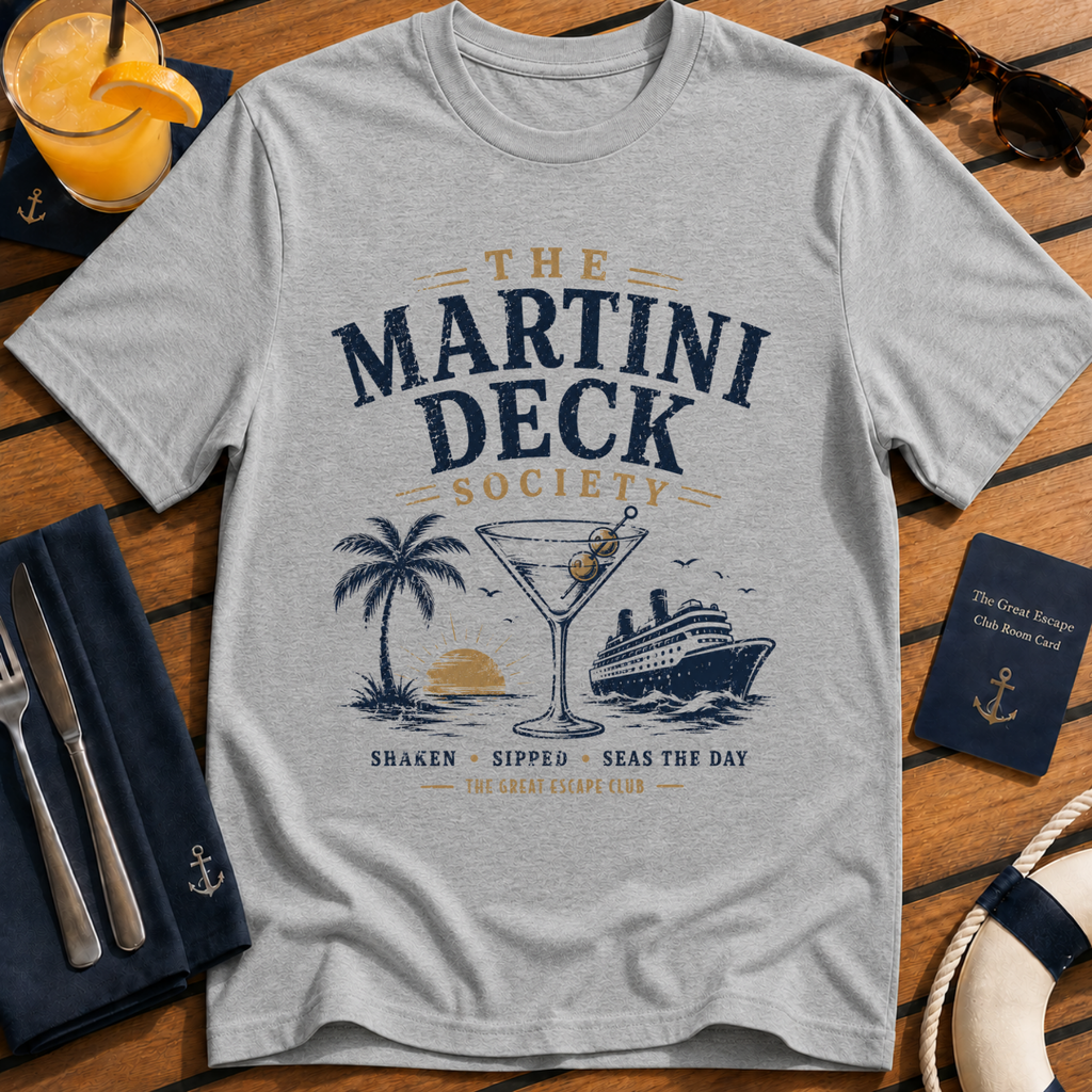 Shore Excursion Drinking Team funny cruise drinking sport grey t-shirt for port days and matching group holidays by The Great Escape Club