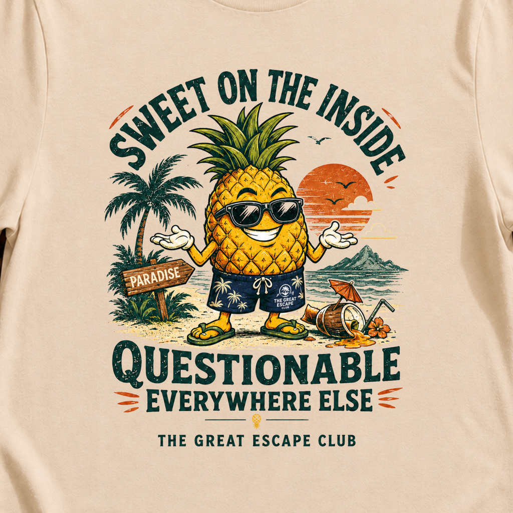 Sweet on the Inside funny pineapple cruise t-shirt design on Natural shirt
