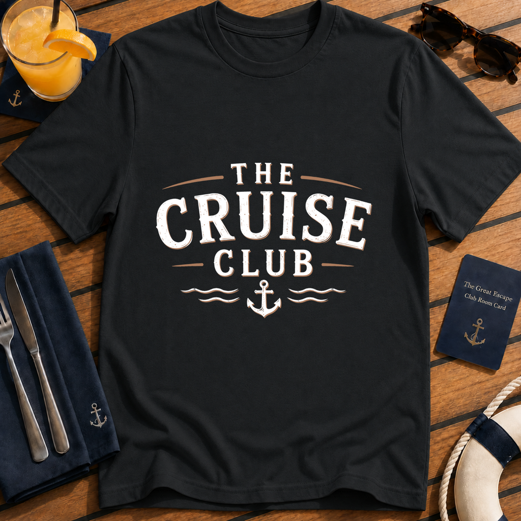 Classic cruise black t-shirt for sea days, ocean lovers and holiday crews. Perfect for cruise vacations, matching groups, embarkation day and travel fans.