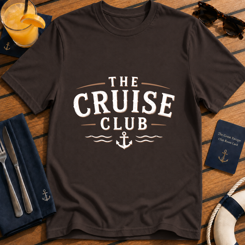 Classic cruise dark chocolate t-shirt for sea days, ocean lovers and holiday crews. Perfect for cruise vacations, matching groups, embarkation day and travel fans.