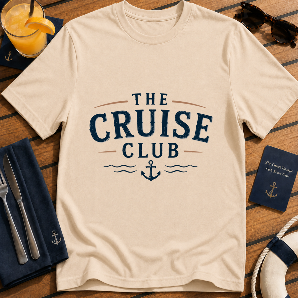 Classic cruise natural tan t-shirt for sea days, ocean lovers and holiday crews. Perfect for cruise vacations, matching groups, embarkation day and travel fans.