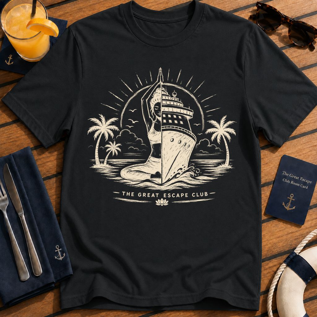 The Ocean Heals Everything relaxed cruise t-shirt design on Black shirt