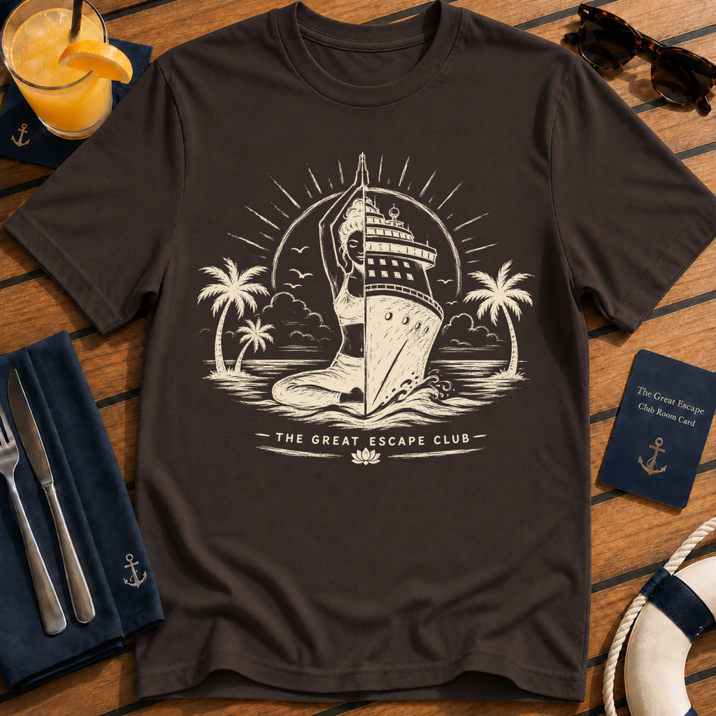 The Ocean Heals Everything relaxed cruise t-shirt design on Dark Chocolate shirt