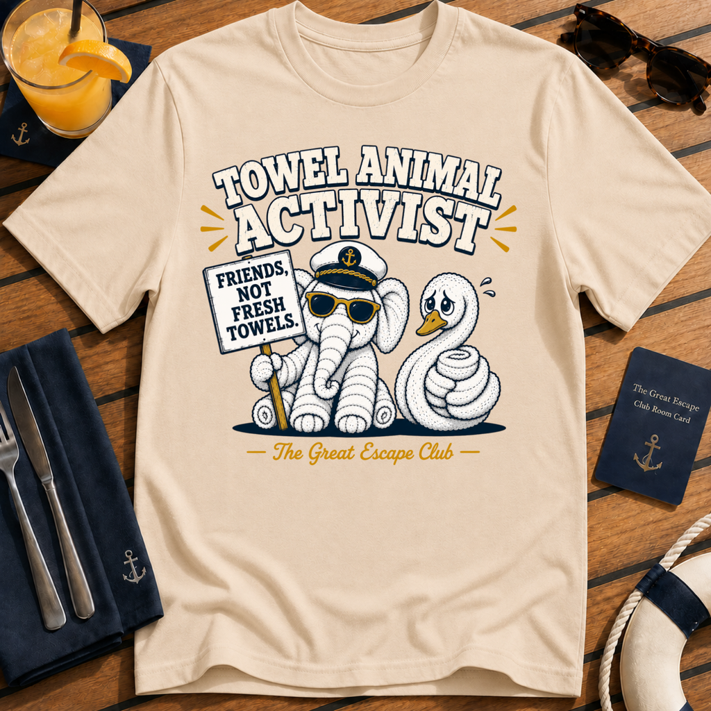 Towel Animal Activist funny towel animal cruise t-shirt design on Natural shirt