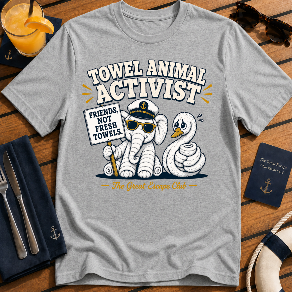 Towel Animal Activist funny towel animal cruise t-shirt design on Sport Grey shirt