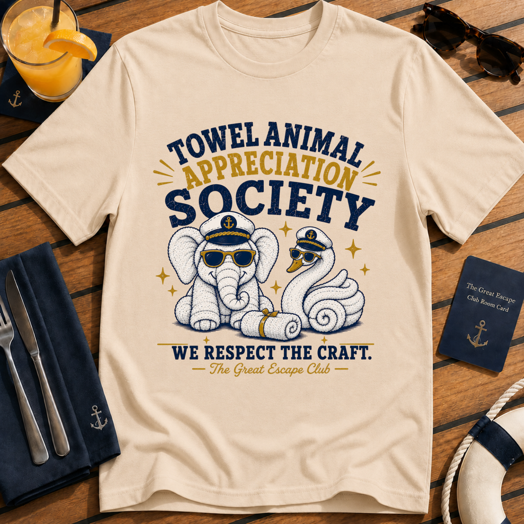 Towel Animal Appreciation Society funny cruise t-shirt design on Natural shirt