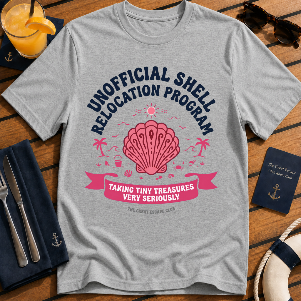 Unofficial Shell Relocation Program beachcombing cruise t-shirt design on Sport Grey shirt