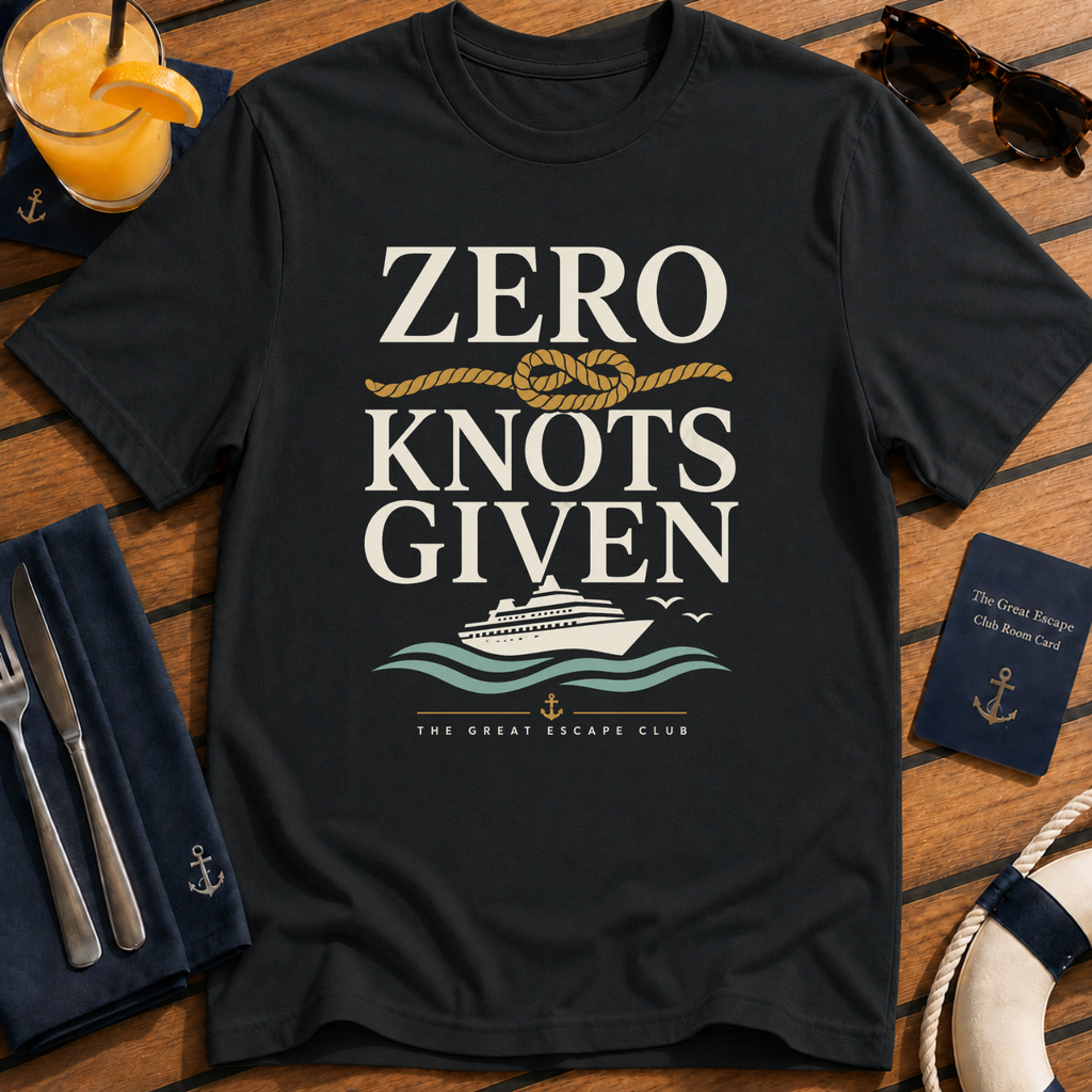 Zero Knots Given funny nautical cruise t-shirt design on Black shirt
