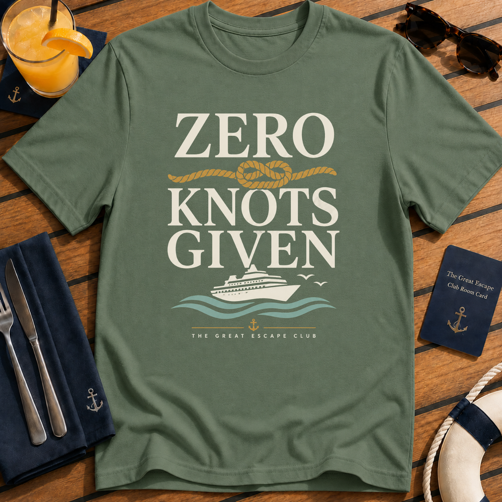 Zero Knots Given funny nautical cruise t-shirt design on Military Green shirt