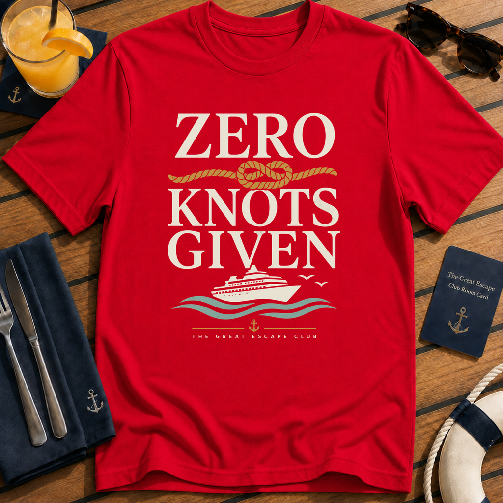 Zero Knots Given funny nautical cruise t-shirt design on Red shirt