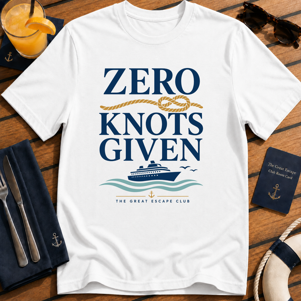 Zero Knots Given funny nautical cruise t-shirt design on White shirt